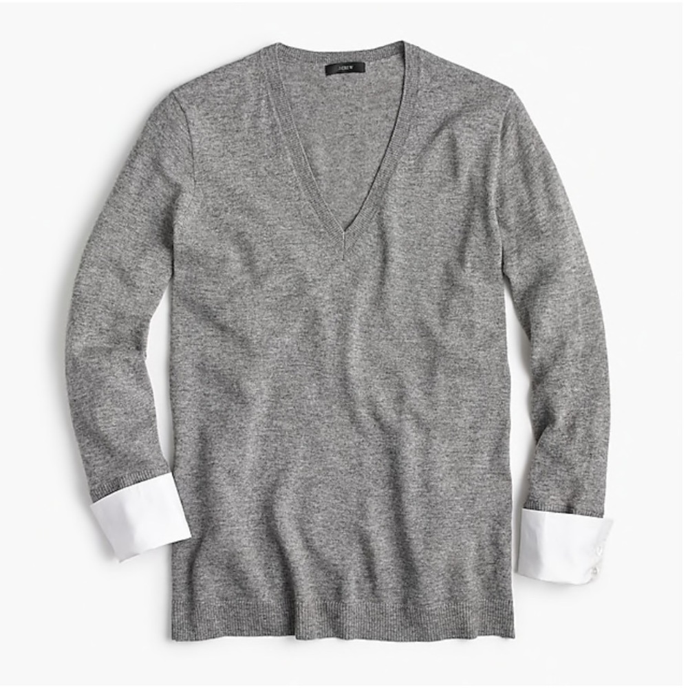 J. Crew V-neck sweater with shirt cuffs